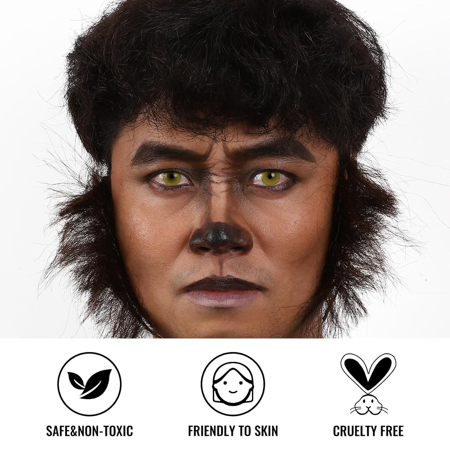 Black Brown Terracotta Face Paint + 3PC Sponge + Brush Body Paint Set, Colored Eye Black for Baseball Softball Sport Games, Werewolf, Deer Face Painting for Halloween, Cosplay, Costume, Theme Parties