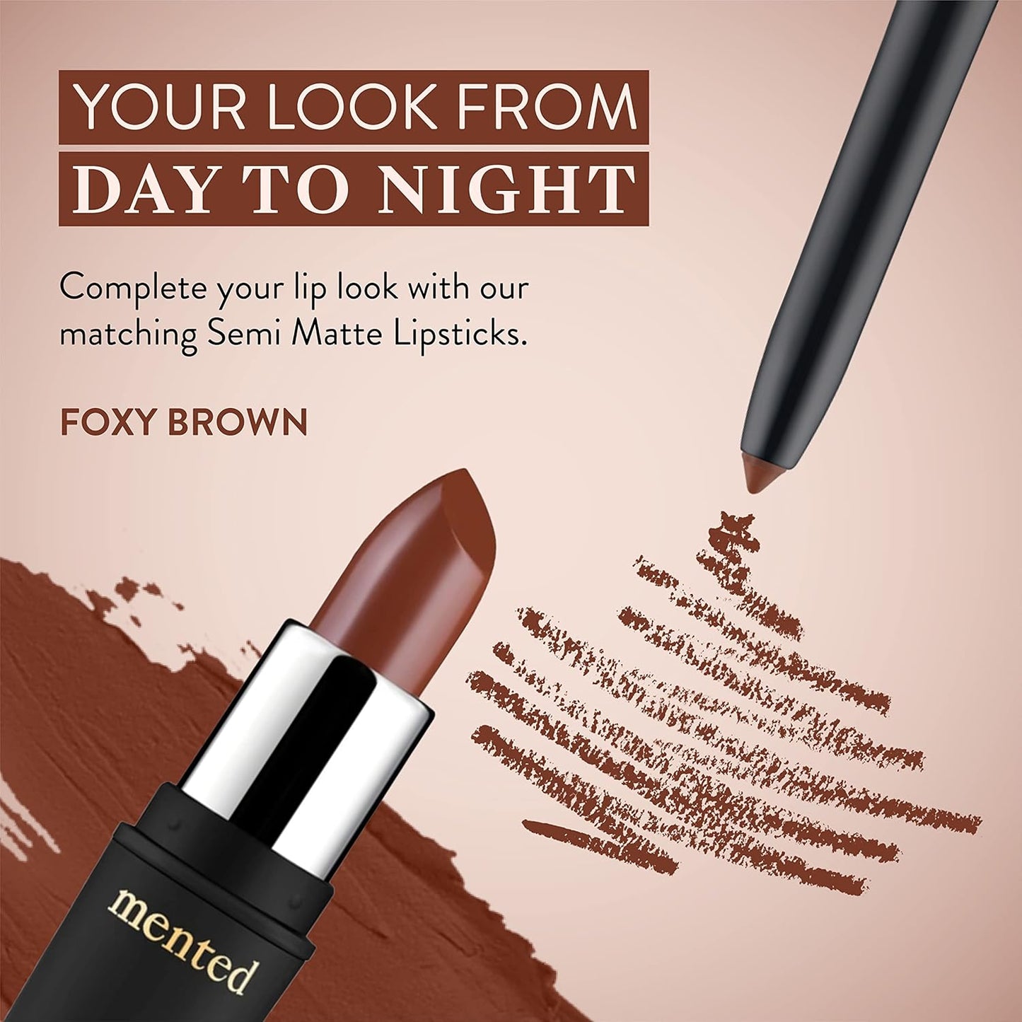 Mented Cosmetics Lip Liner for Women, Dark Brown Lipliner Lip Pencil, Waterproof Lipliner, Vegan + Cruelty Free Makeup, Foxy