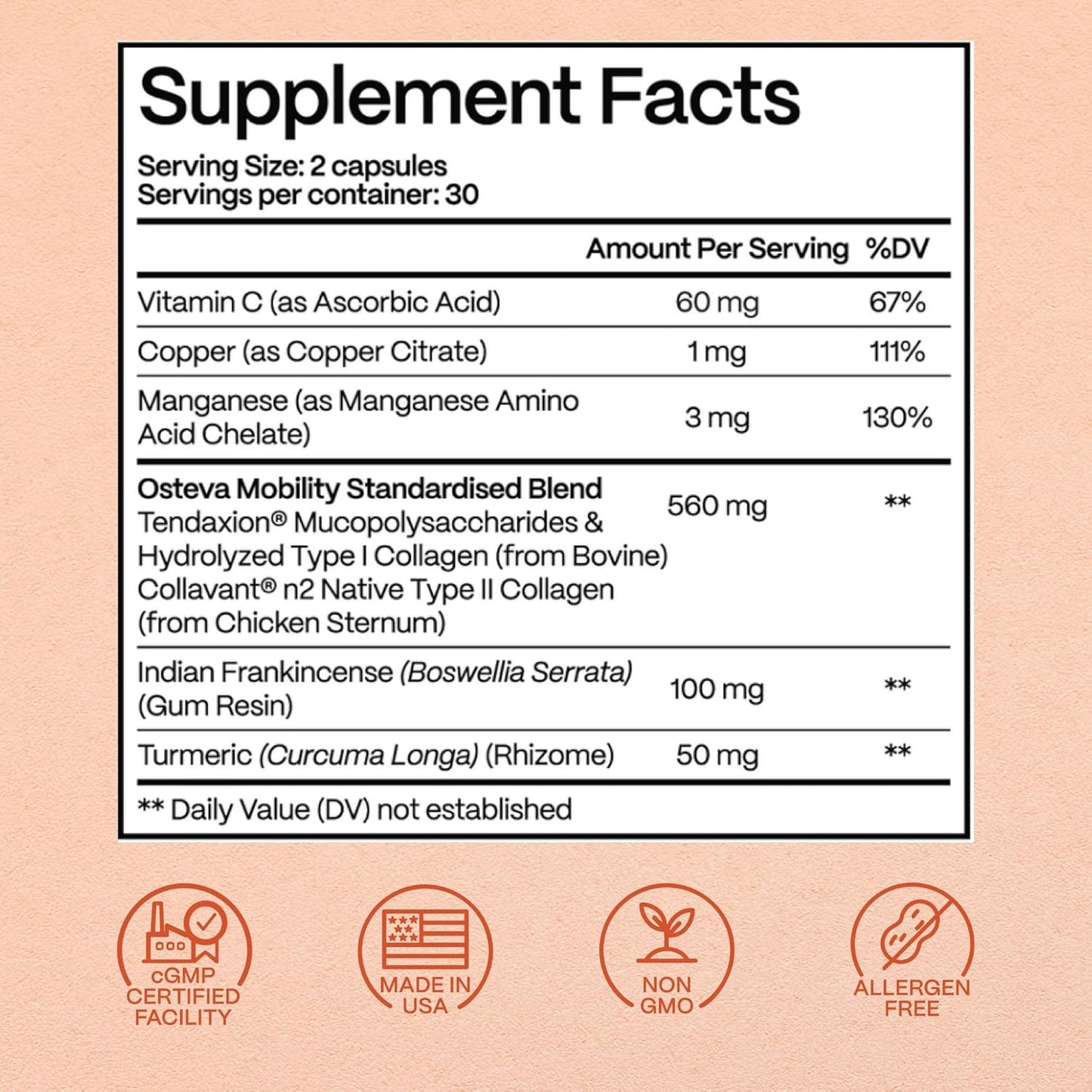 Osteva Joint Support Supplement for Women | High Potency Collagen, Turmeric, Boswellia | for Flexible Cartilage & Tendons, Resilient Knees & Hip, Improved Mobility | Non-GMO, 60 Ct