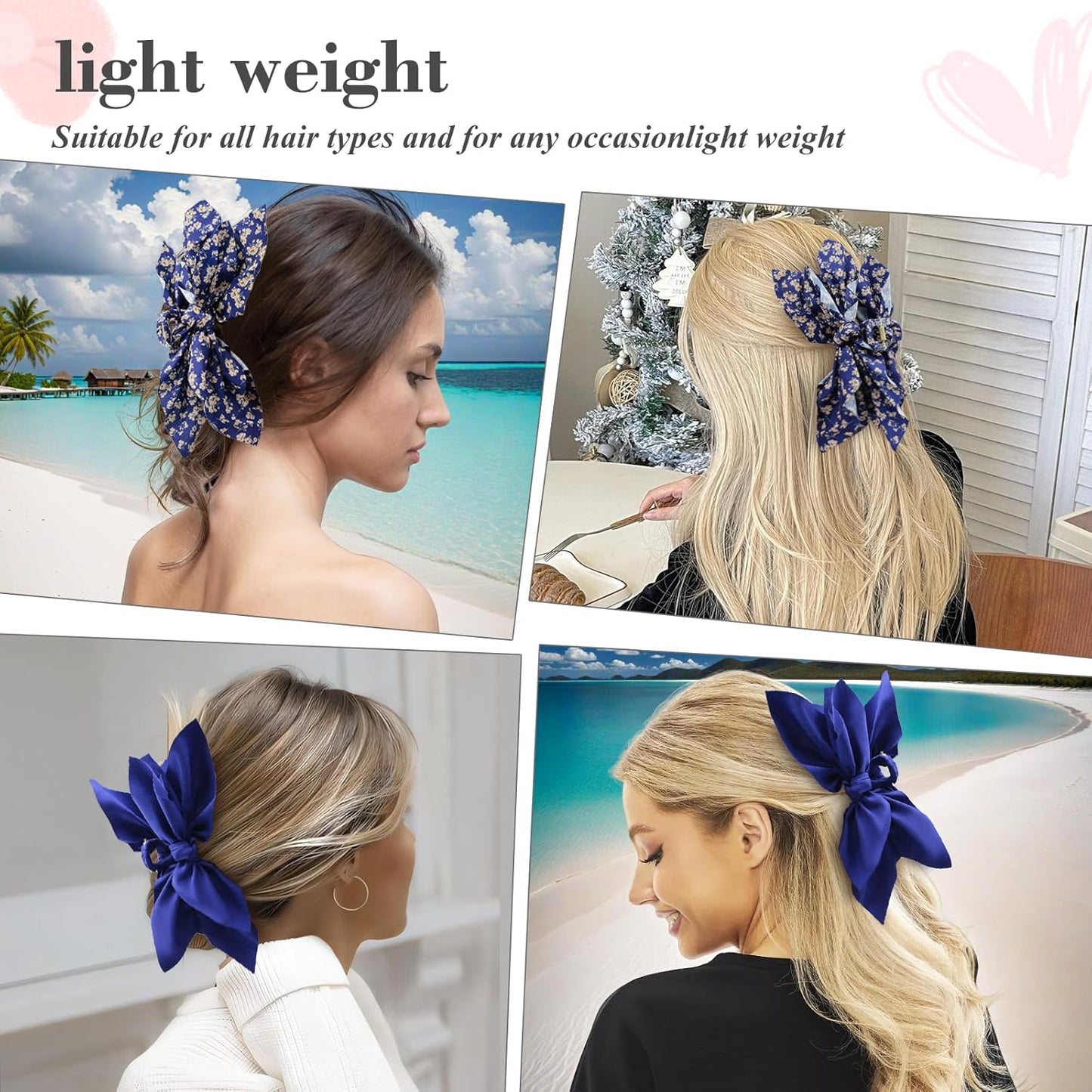 Bow Claw Clips Bow Hair Clips 2PC Navy Big Hair Bows for Women Butterfly Styling Large Hair Clips for Thick Hair for Girls Hair Accessories for Teen