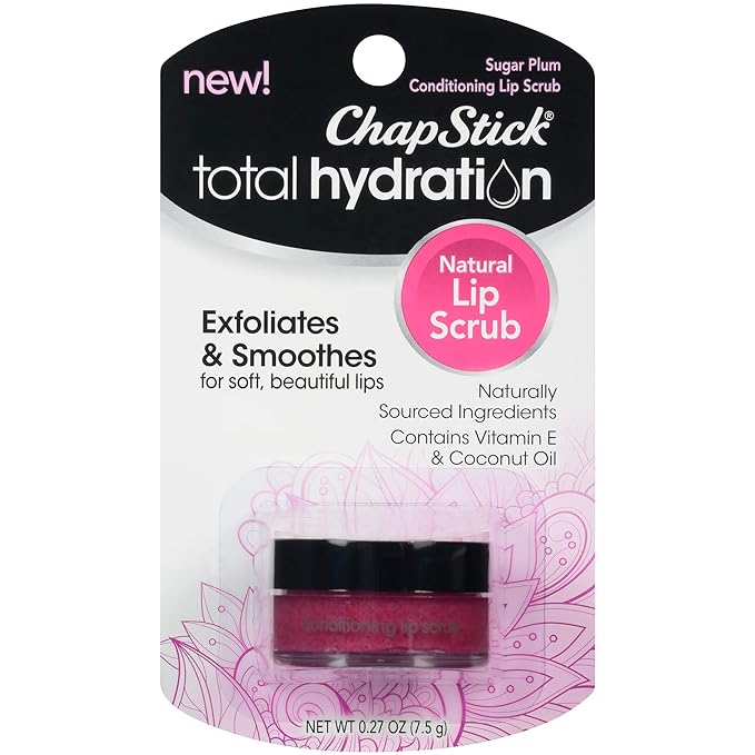 ChapStick Total Hydration Sugar Plum Flavor Conditioning Lip Scrub and Lip Exfoliator Jar - 0.27 Oz