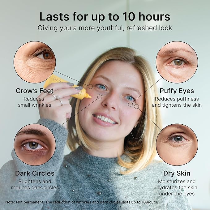 PUFFINESS AWAY Eye Cream 0.8 fl.oz - Instant Eye Bag Remover Puffiness with Eyeliss; Vitamin C, Under Eye Puffiness Reducer Instant Results, Temporary Reduction of Wrinkles & Dark Circles