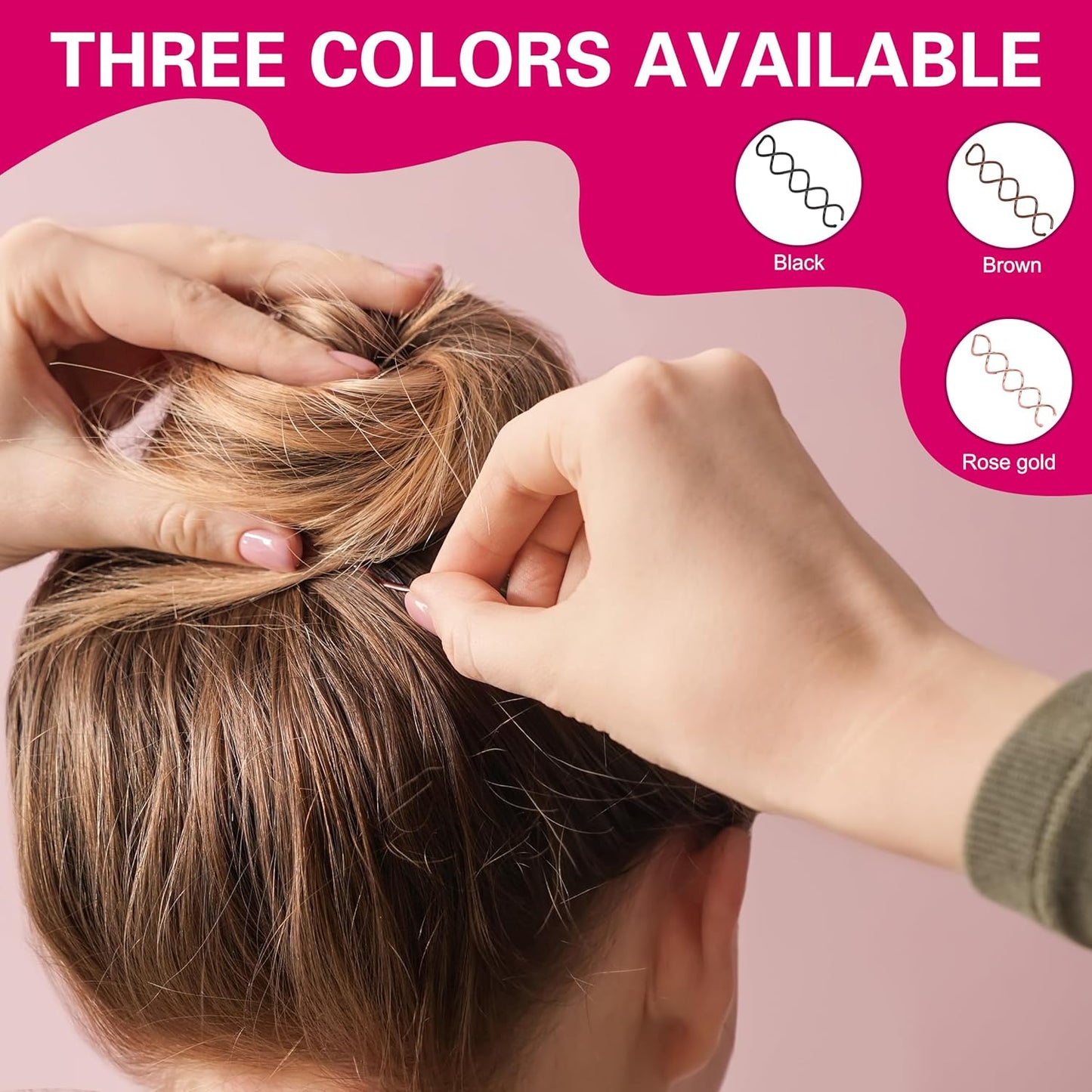 30 Pcs Spiral Hair Pins, 3 Colors Spin Pins for Hair, Alloy Spiral Bobby Pins, Bun Twist Spiral Hair Pins with Non-scratch Rounded Tips for Women (2.36 Inches)