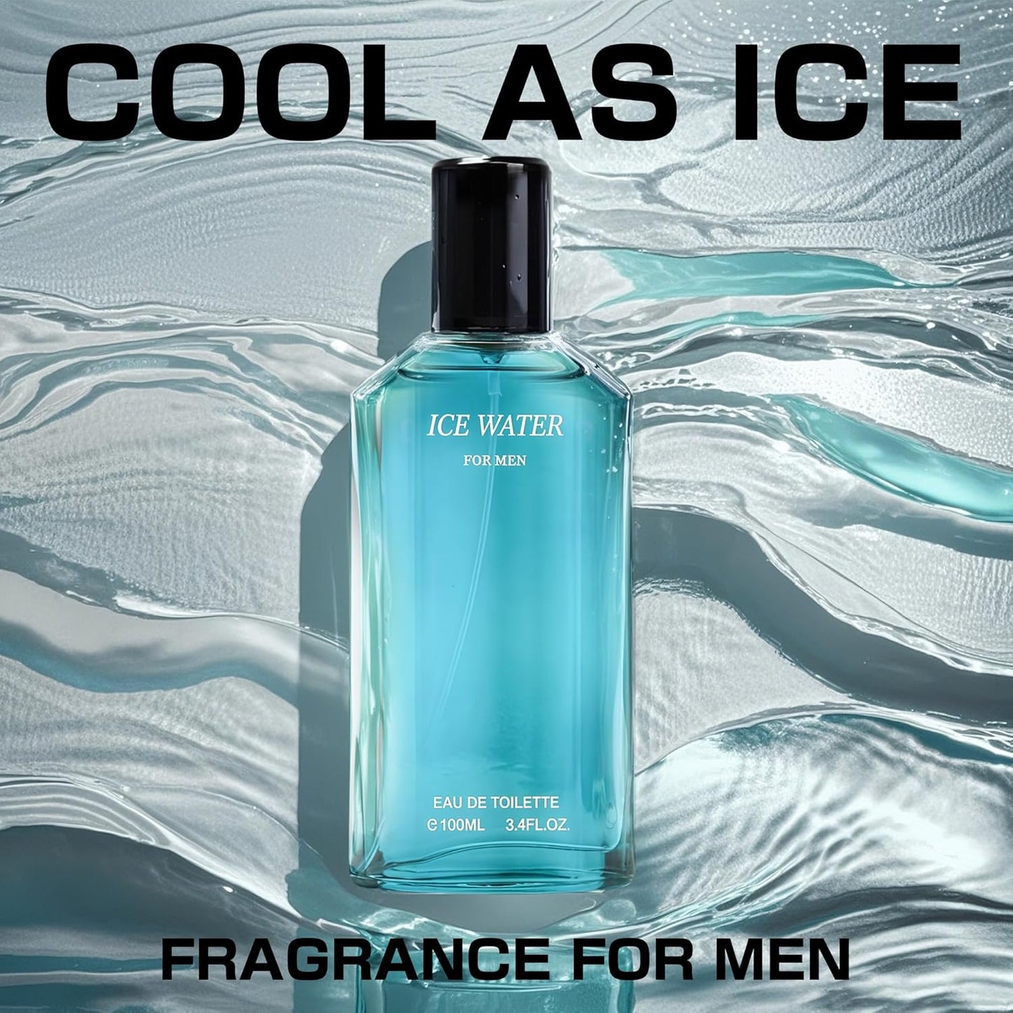 Ice Water Men Cologne 3.4 Fl Oz Eau De Toilette Spray,Notes of Coriander, Mint, Lavender & Amber – Long Lasting Perfume for Men Daily Use