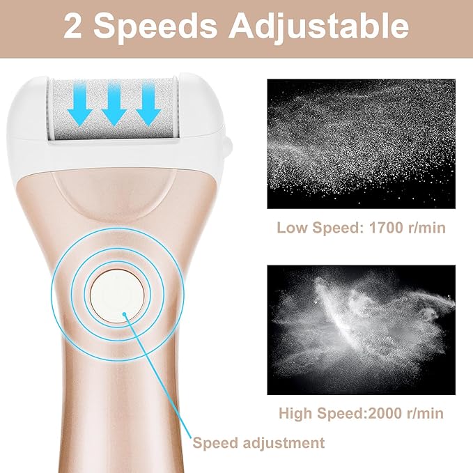 Callus Remover for Feet, Nicebirdie Electric Foot File Callus Removers Rechargeable Waterproof Pedicure Tools Foot Scrubber Shaver Feet Care Tool for Cracked Heels Dead Skin （Golden）