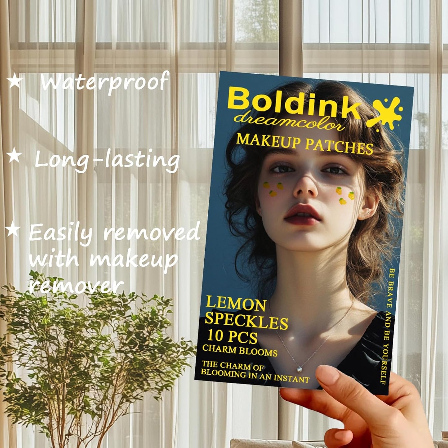 10pcs Lemon Face Makeup Patches, Waterproof Temporary Fruit Tattoos for Women