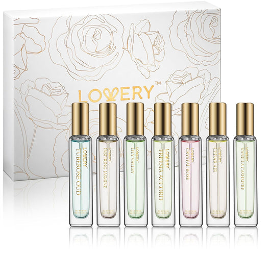 LOVERY Assorted Sampler Perfumes, 7 x 15ml Eau de Parfum Set, Clean Fragrances for Women & Men, Travel Size, Vegan & Cruelty Free
