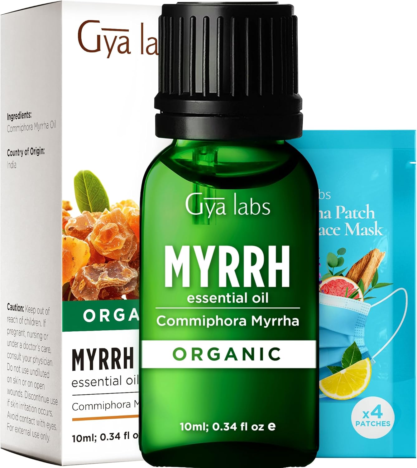 Gya Labs Organic Myrrh Essential Oil - 0.34 Fl Oz - for Skin, Hair, Diffuser, Aromatherapy, DIY Candle Making Scents