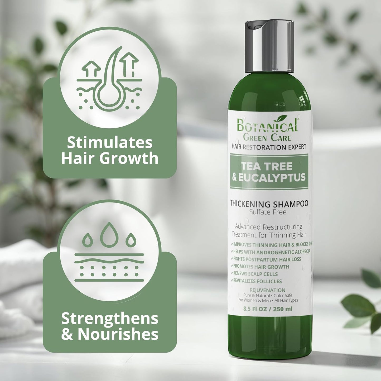Tea Tree & Eucalyptus Shampoo for Hair Growth & Thinning Hair - Thickening, Sulfate-Free