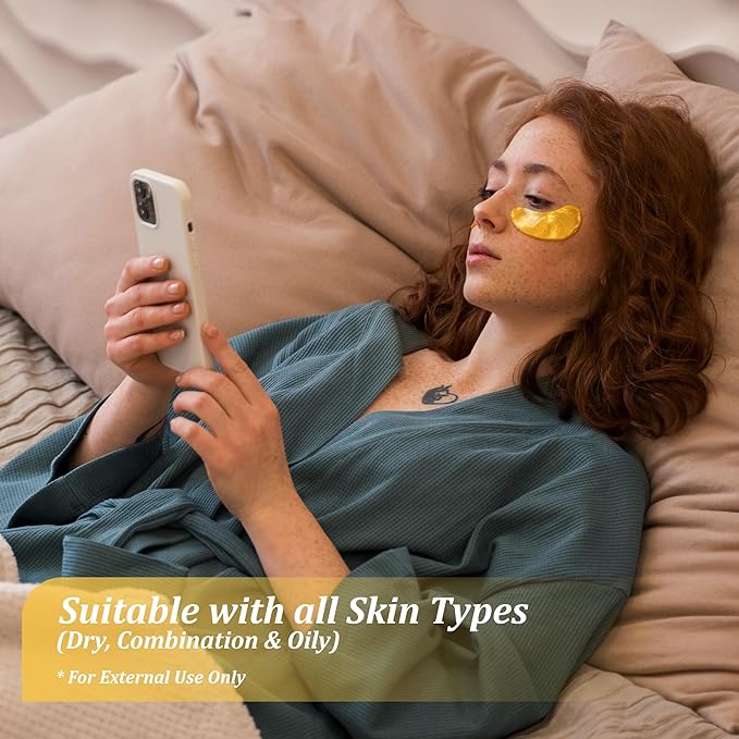 Beauty Golden Under Eye Patches (20 Pairs) - Under Eye Mask for Face Collagen Skin Care Products, Treatment for Dark Circles, Puffy Eyes, Refreshing, Revitalizing, Travel, Wrinkles