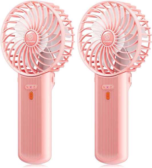 JZCreater Mini Handheld Fan, Portable Rechargeable Fans, Quiet 4 Speed, 2in1 Battery Operated USB Desk Fan, Small Folding Stand Electric Fan for Travel Outdoor Home Office Makeup, Gift for Women