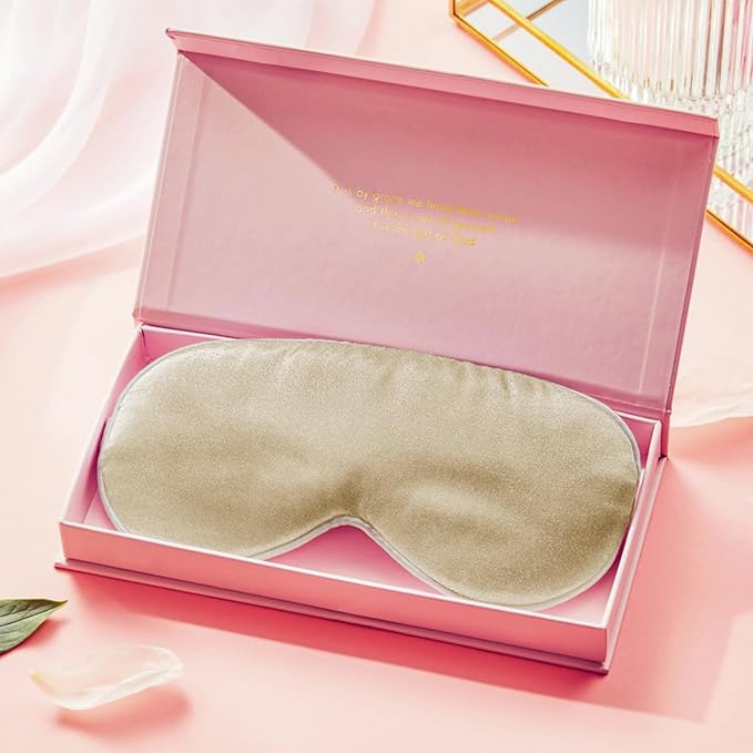 Grace & Company Silky Satin Eye Mask for Women - Premium Gold Satin Silk Sleep Mask - Hydrating, Ultra Soft & Lightweight Vegan Sleeping Mask - Opal