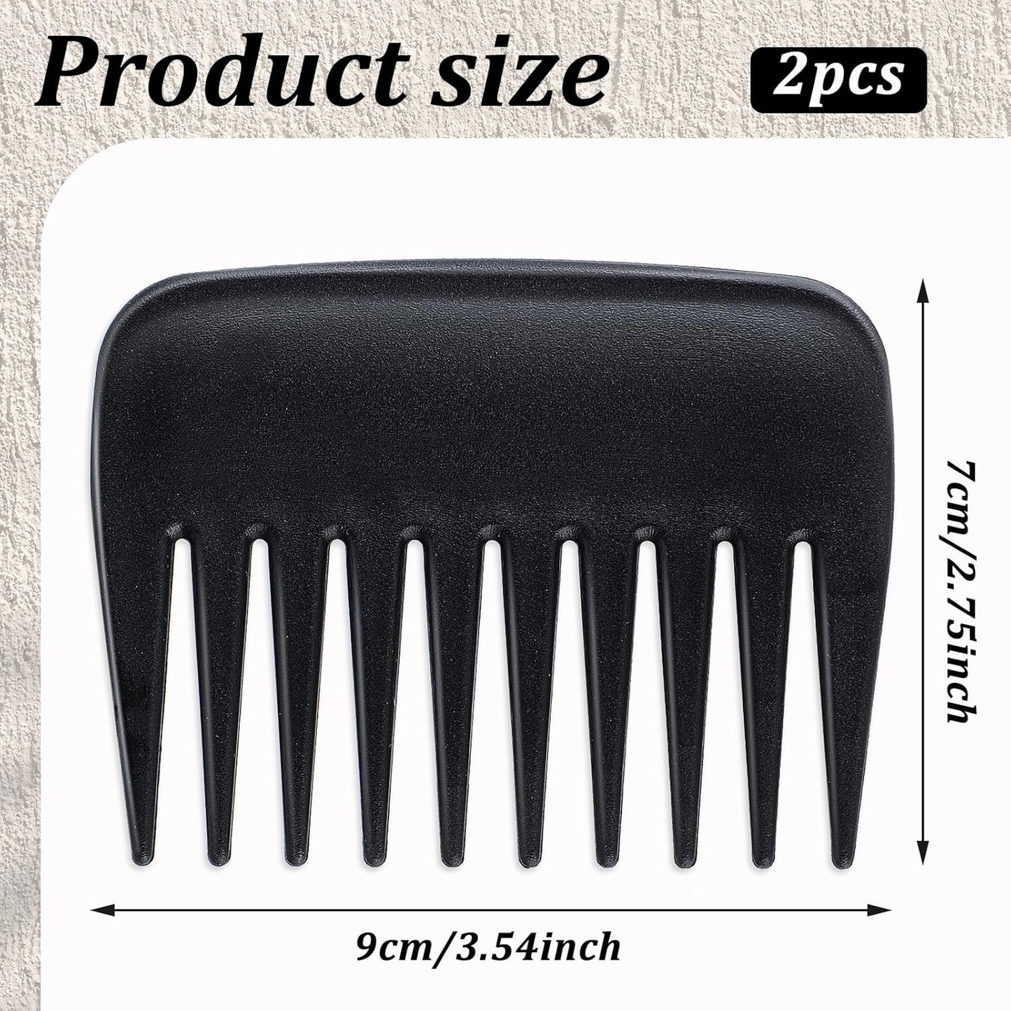 2 Pcs Wide Tooth Comb, Pocket Small Travel Mini Curly Hair Comb Wallet Shower Styling Comb Suitable for Women and Men Straight, Curly Hair, Wet and Dry Hair for Travel and Home Use, Black