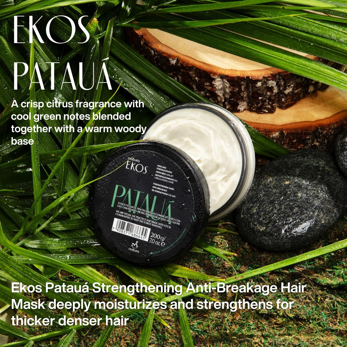 Natura Ekos Patauá Strengthening Anti-Breakage Hair Mask - For Weakened, Brittle, Damaged and Dry Hair - Vegan, Not Tested On Animals