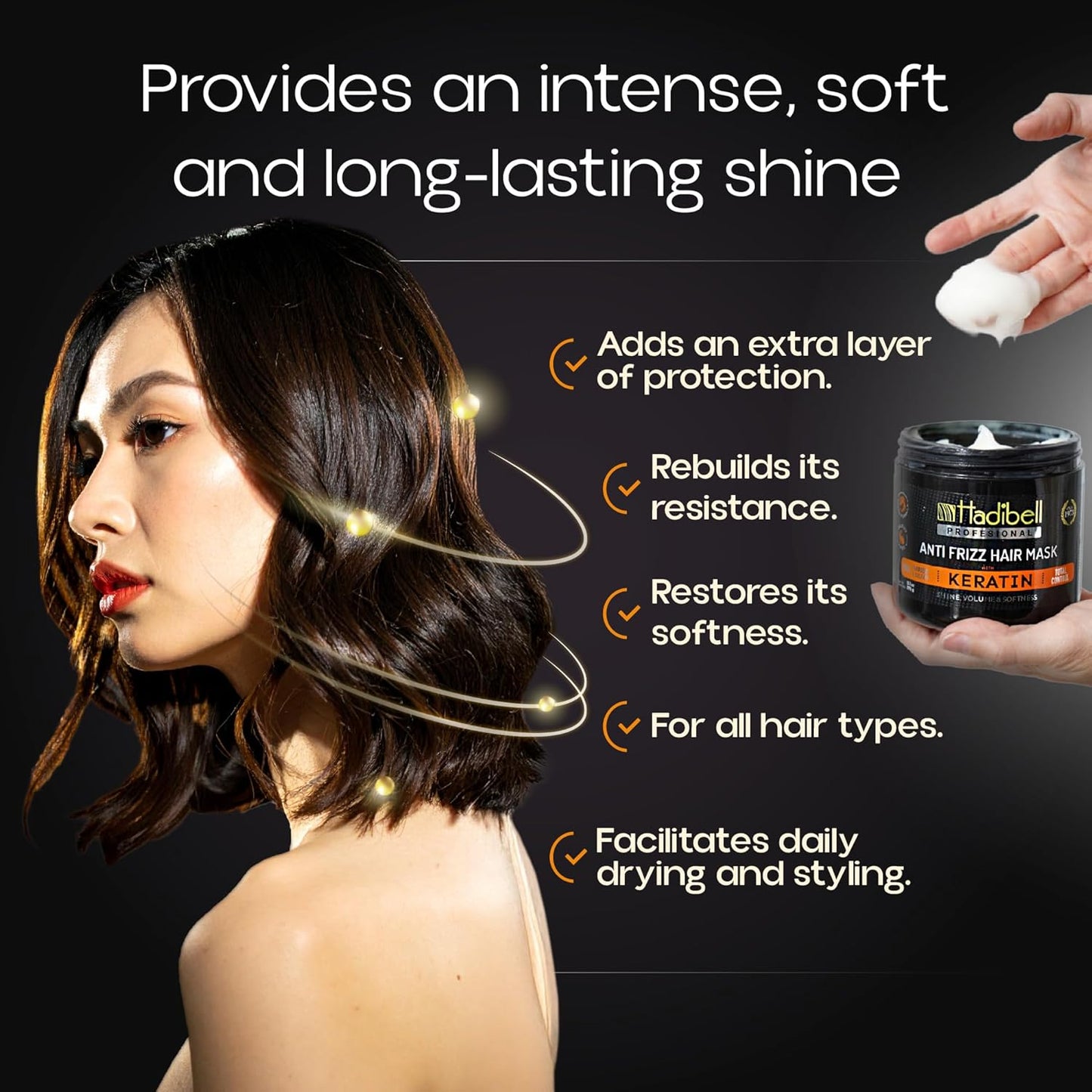 Hadibell Hair Repair & Hydration Pack, Keratin Treatment & Nourishing Argan Oil Hair Mask with Silicone Scalp Scrubber with Dispenser for Dandruff and Exfoliating