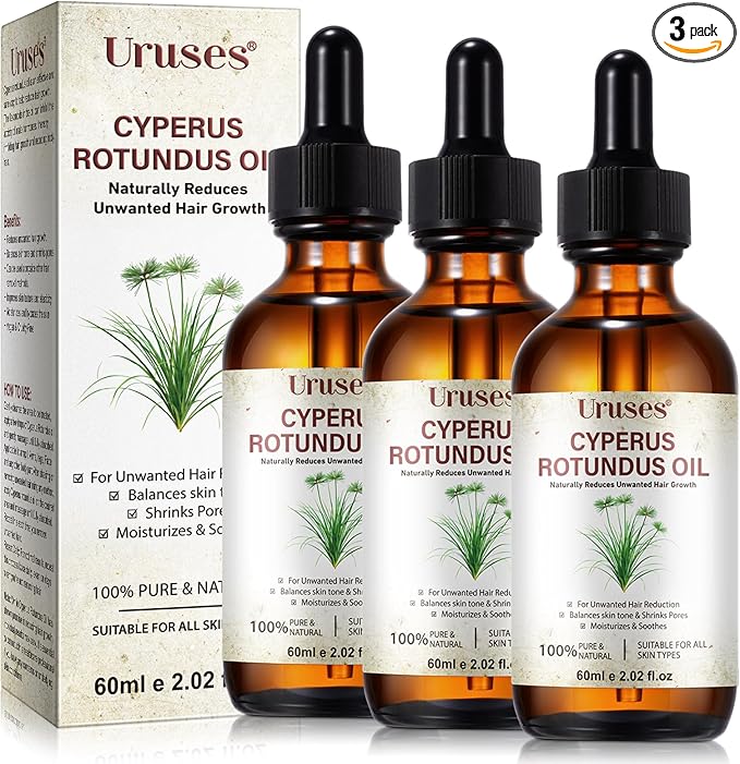 3Pack Cyperus Rotundus Oil, Natural Cyperus Rotundus Oil for Hair Removal, Reduces Unwanted Hair Growth, Moisturizes & Soothes The Skin, Suitable for All Skin Types