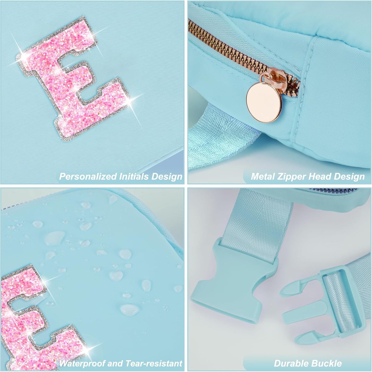 Fanny Pack Belt Bag Crossbody Bags with Initials Letter Patch Trendy Stuff for Teens Cute Stuff Birthday Gifts for Teenager Girls | E,Blue Bag