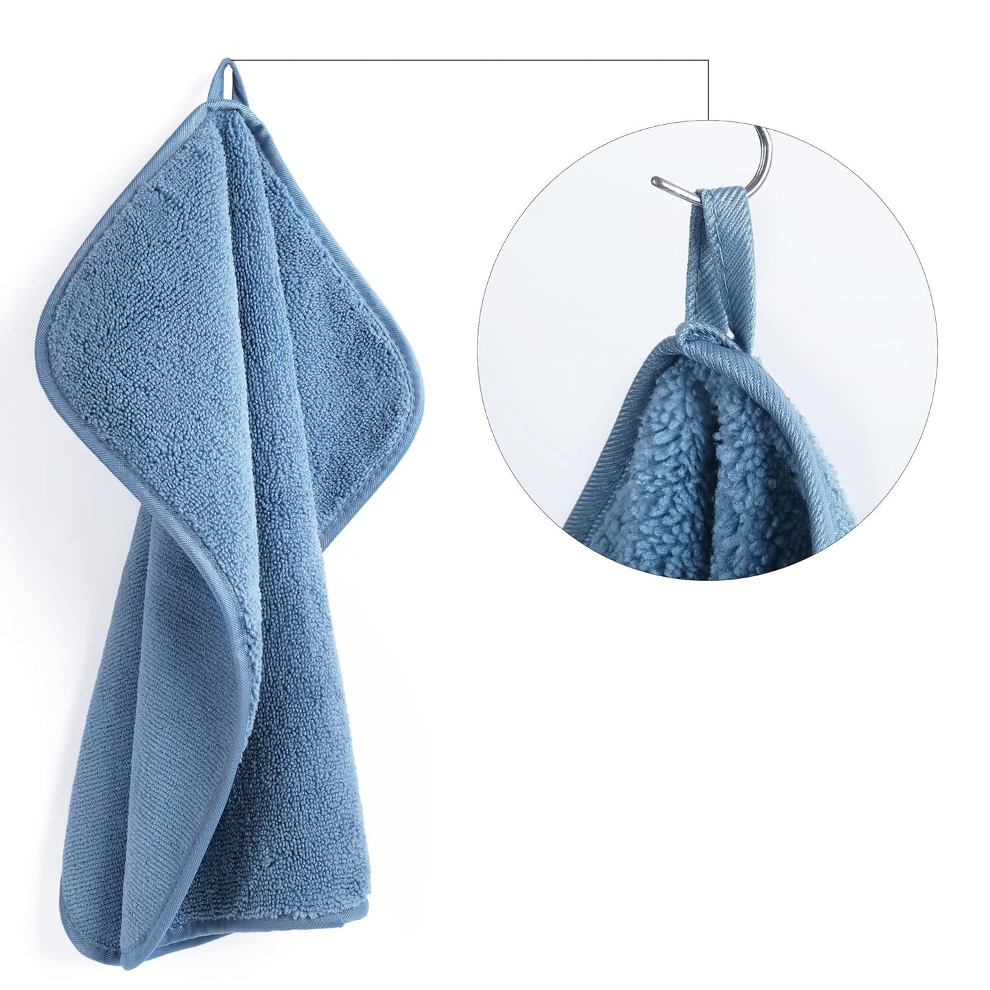 POLYTE Premium Lint Free Microfiber Washcloth Face Towel, 13 x 13 in, Set of 6 (Blue)