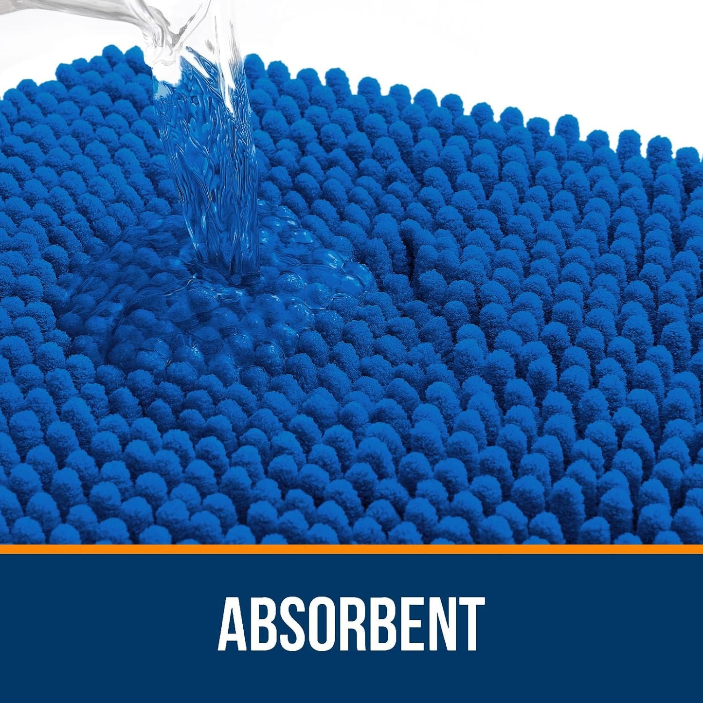 OLANLY Bathroom Rugs 24x16, Extra Soft Absorbent Chenille Bath Rugs, Rubber Backing Quick Dry, Machine Washable Bath Mats for Bathroom Floor, Tub and Shower, Home Decor Accessories, Deep Navy Blue