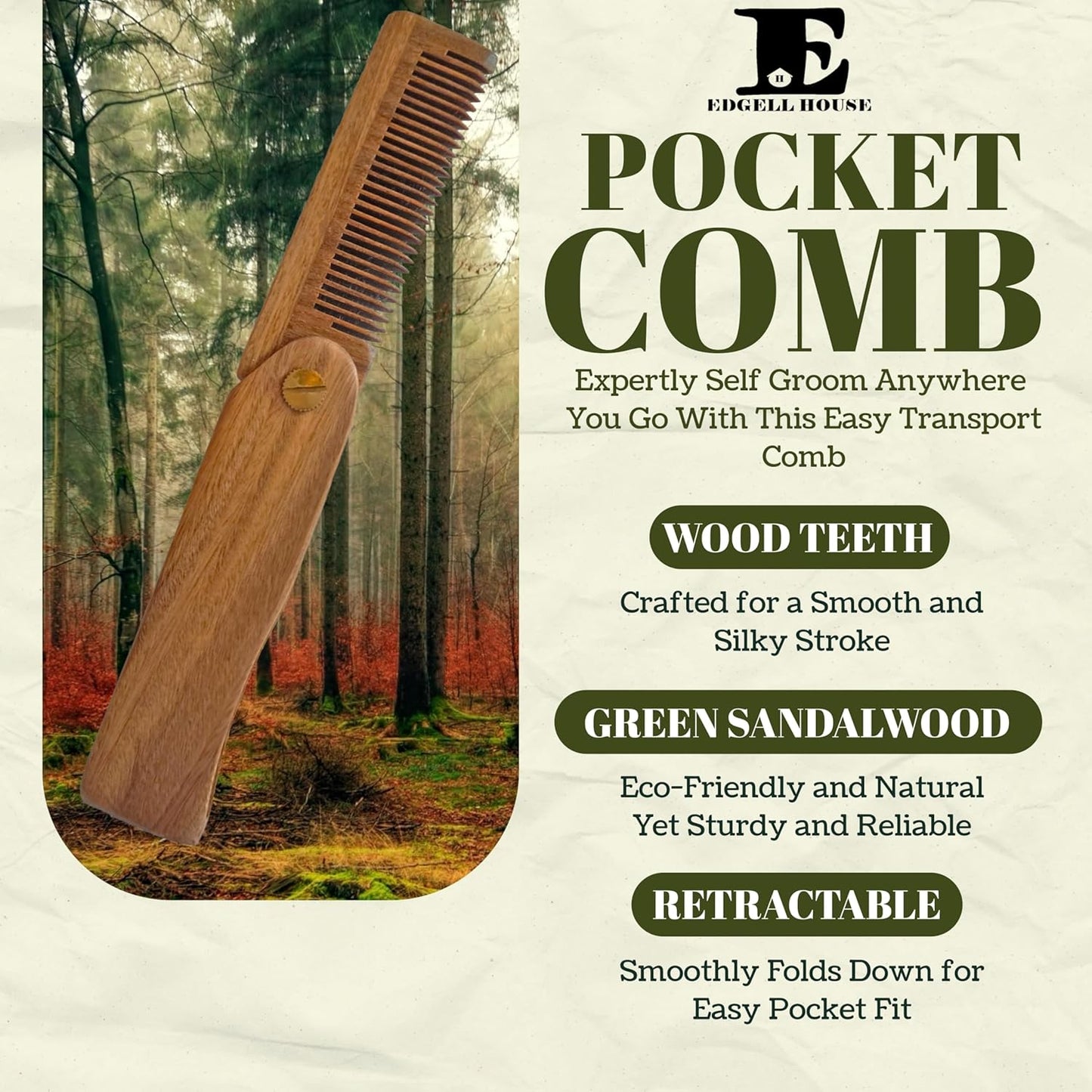 Clay Pomade And Folding Comb Gift Combo Set Includes 2.7oz Hair Clay Pomade For Men And 7 Inch Sandalwood Hair & Beard Pocket Comb – Clay Products and Wooden Gifts