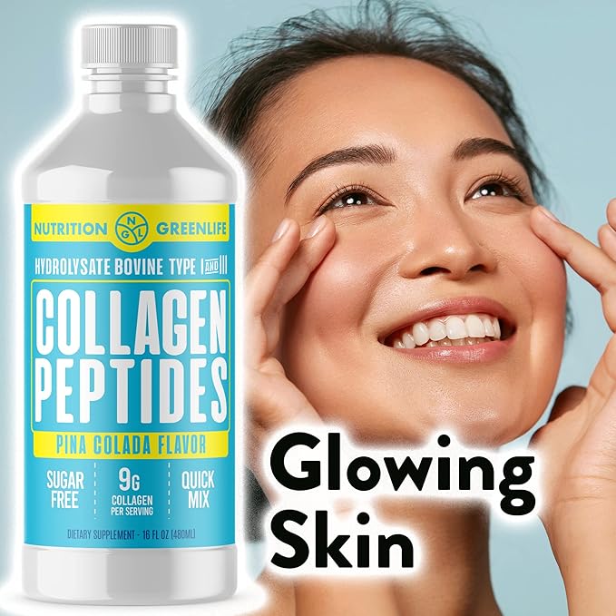 Collagen Peptides Hydrolyzed Liquid Concentrate 9000mg Hair, Skin, Nail Health Supplement Sugar Free