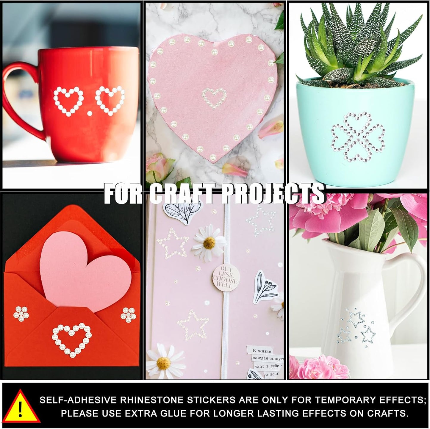 Hair Face Gems Pearls Self Adhesive Heart Star Pearl Rhinestone Stickers, Stick on Rhinestones Gem for Hair, Face Makeup, Body, Crafts, Festival Makeup