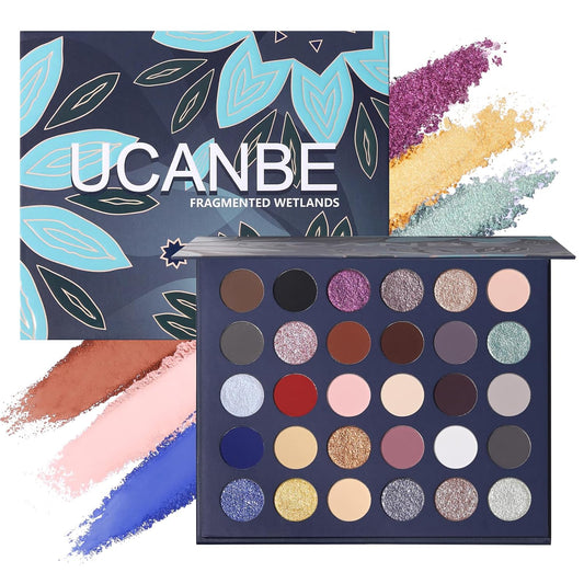 UCANBE 30 Color Eyeshadow Makeup Palette – Dark, Earthy & Bold Tones Eye Shadow with Matte Glitter Metallic Finishes– Highly Pigmented, Long-Lasting Make Up Pallet for Smoky, Glam, and Everyday Looks