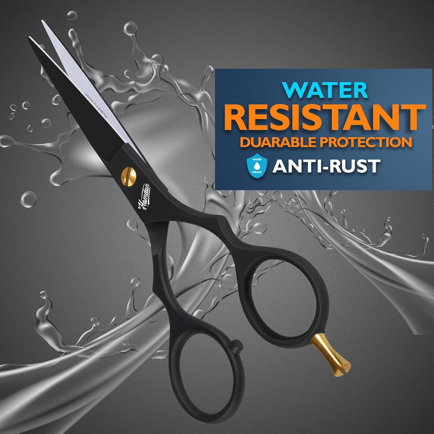 Hamdan 6.5” Matte Black Hair Scissors, Barber Shears for Men, Women & Kids – Ultra-Sharp Professional Hair Cutting Scissors with Pouch, Precision Haircut for Salon & Home - Tijeras De Peluqueria