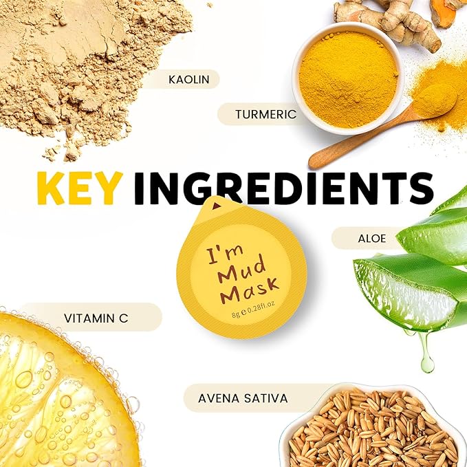 Clay Facial Mask Set 9 Pack - Turmeric Clay Mask - Rose Face Mask - Dead Sea Minerals Mud Mask, Skincare Gift Set - Brightening, Moisturize & Deep cleansing for Dry, Sensitive Skin