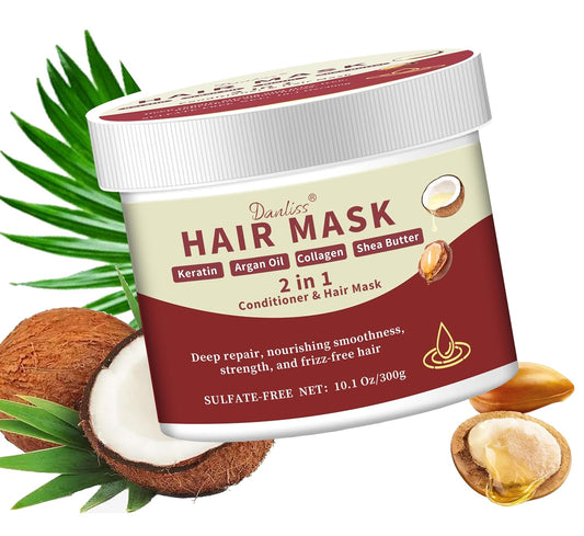Sulfate-Free Collagen Deep Conditioning Hair Mask, Keratin Mask for Repairs Damaged Hair with Biotin, Shea Butter & Coconut. Adds Smoothness, Nourishes & Hydrates Dry or split ends Hair. 10.1 oz.