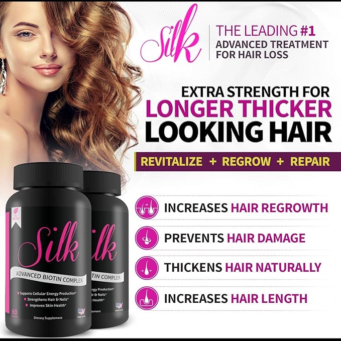Silk Advanced Biotin Complex- Promotes Stronger, Longer, Hair-Healthier Skin- Ultimate Nail Strength