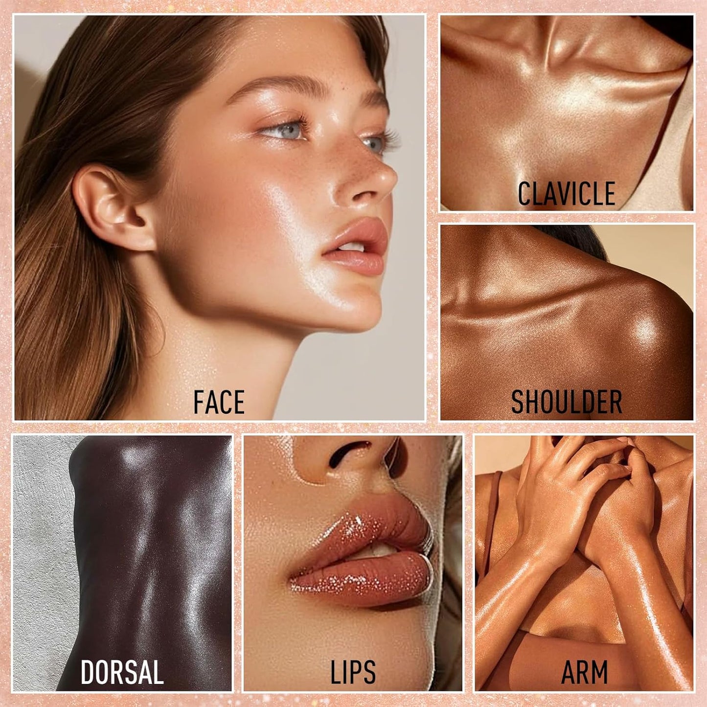 Highlighter Makeup Palette Shimmer Face Body Illuminator Glitter Highlighter Makeup Kit Long Lasting Highly Pigmented Highlighters Makeup Palette #2 Blossom Pink