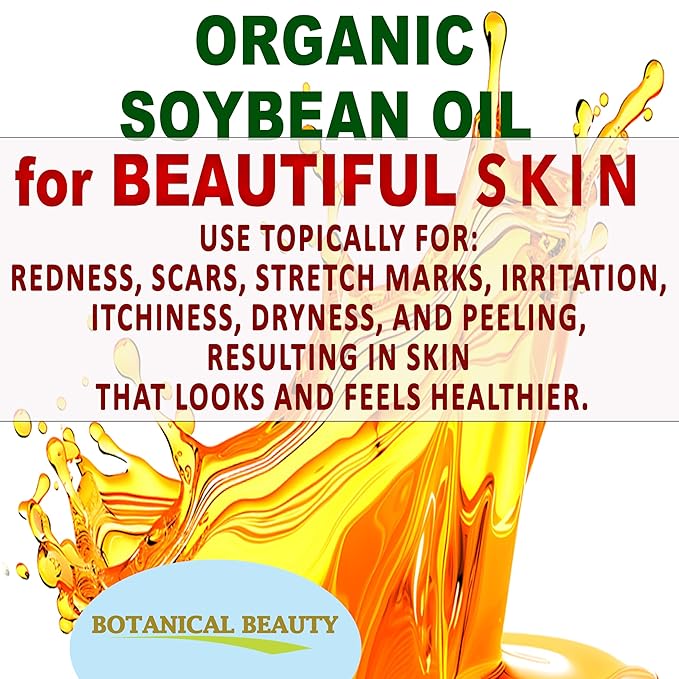 Organic SOYBEAN OIL 100% PURE Natural Refined Cold Pressed Carrier Oil for FACE, SKIN, BODY, HAIR, NAILS 2 Fl.oz.- 60 ml Skin Moisturizer, Skin Nourishing by Botanical Beauty
