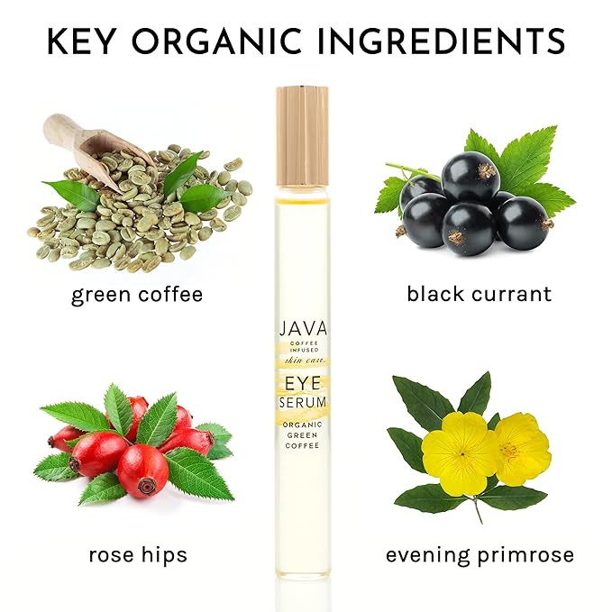 Antioxidant Rich Caffeine Eye Illuminating Serum, Organic Plant-Based Ingredients, Light Delicate Formula Quickly Absorbs Into Skin to Reduce Puffiness, Restore Elasticity, Moisturize