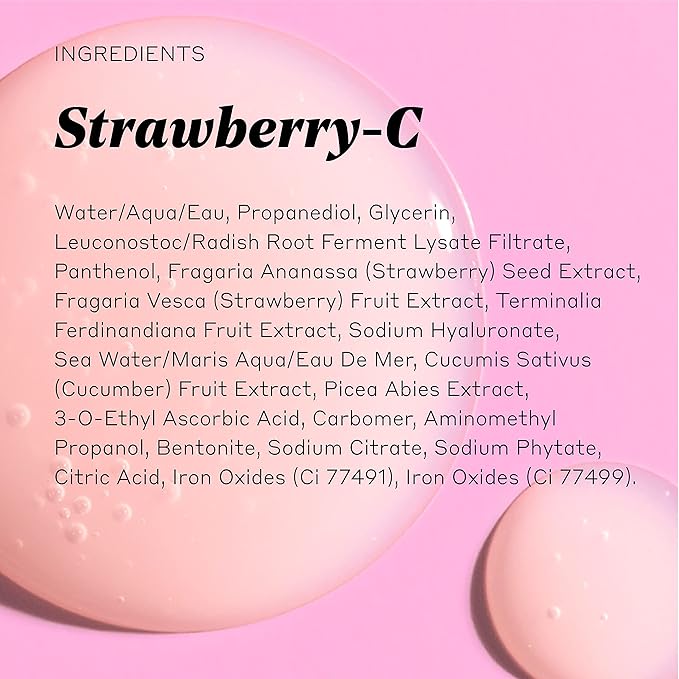 Volition Beauty Strawberry-C Brightening Serum with Vitamin C + Hyaluronic Acid 30ml/1oz | Vegan, Paraben-Free & Cruelty-Free