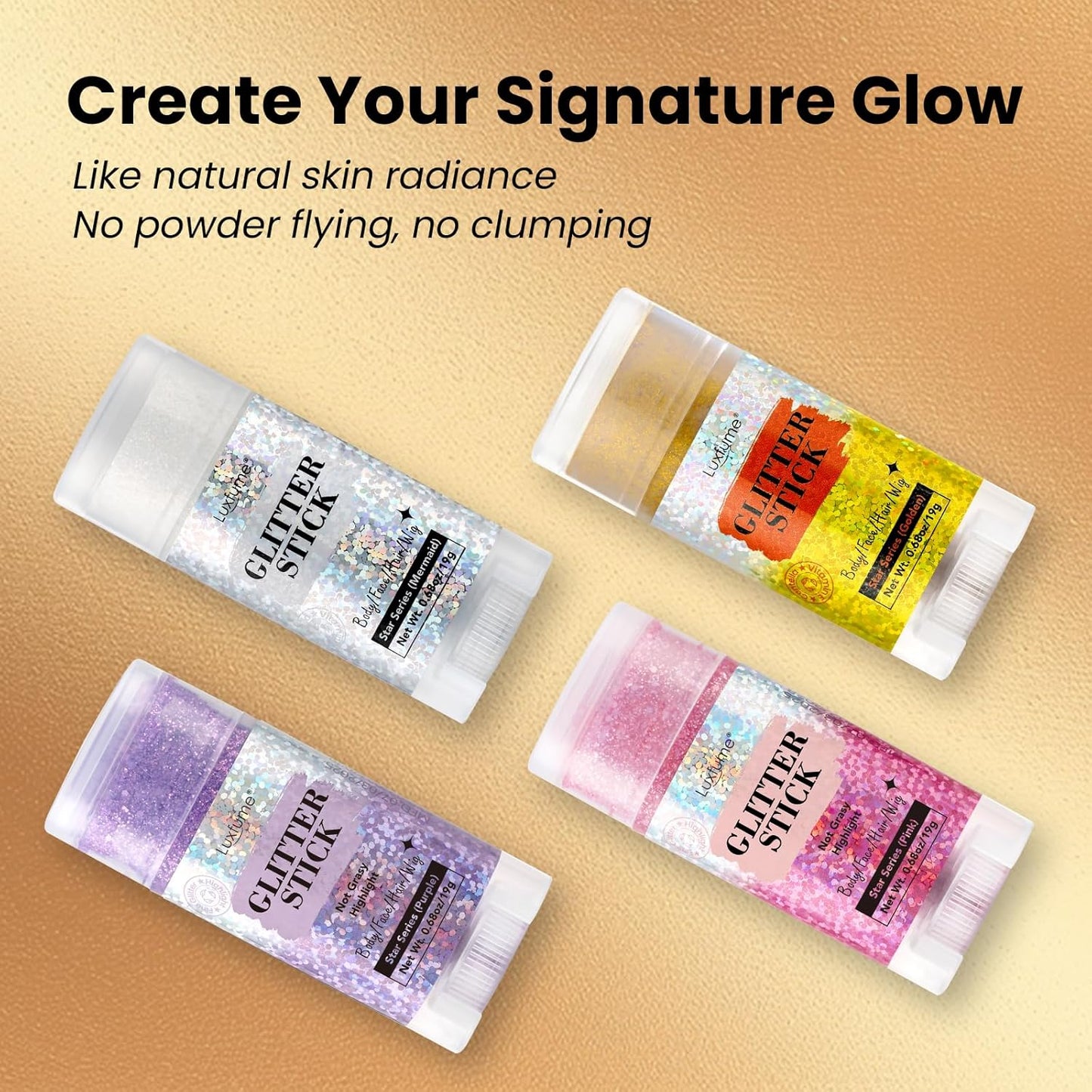 Hair Glitter, Pink Glitter Stick for Hair and Body, Hair & Body Sparkle On-The-Go | Singer Concert Music Rave Festival-Ready Shimmer