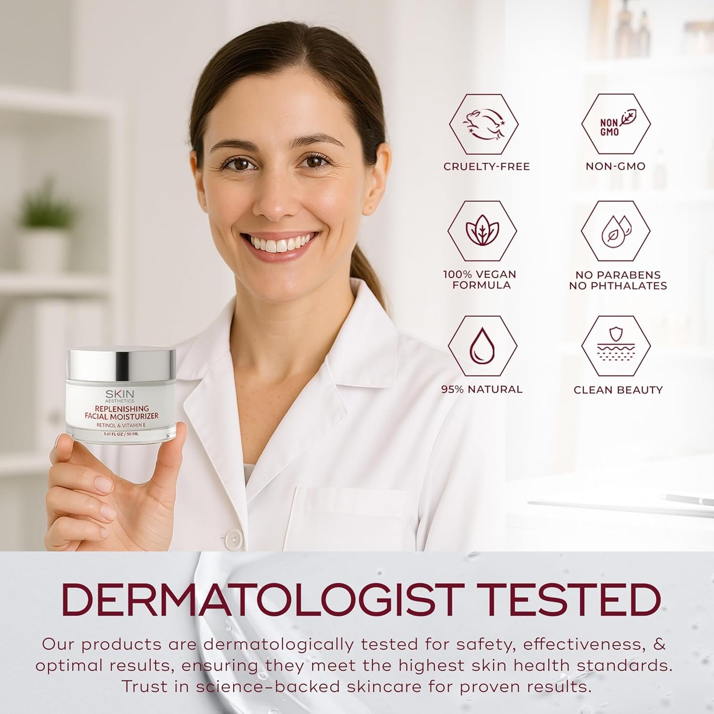 Retinol & Vitamin E Face Moisturizer - Repairs, Moisturizes, Fine Lines & Wrinkles Treatment - Anti-Aging - Dermatologist Tested Korean Skincare - Clean Beauty, Cruelty-Free - 1.69 oz