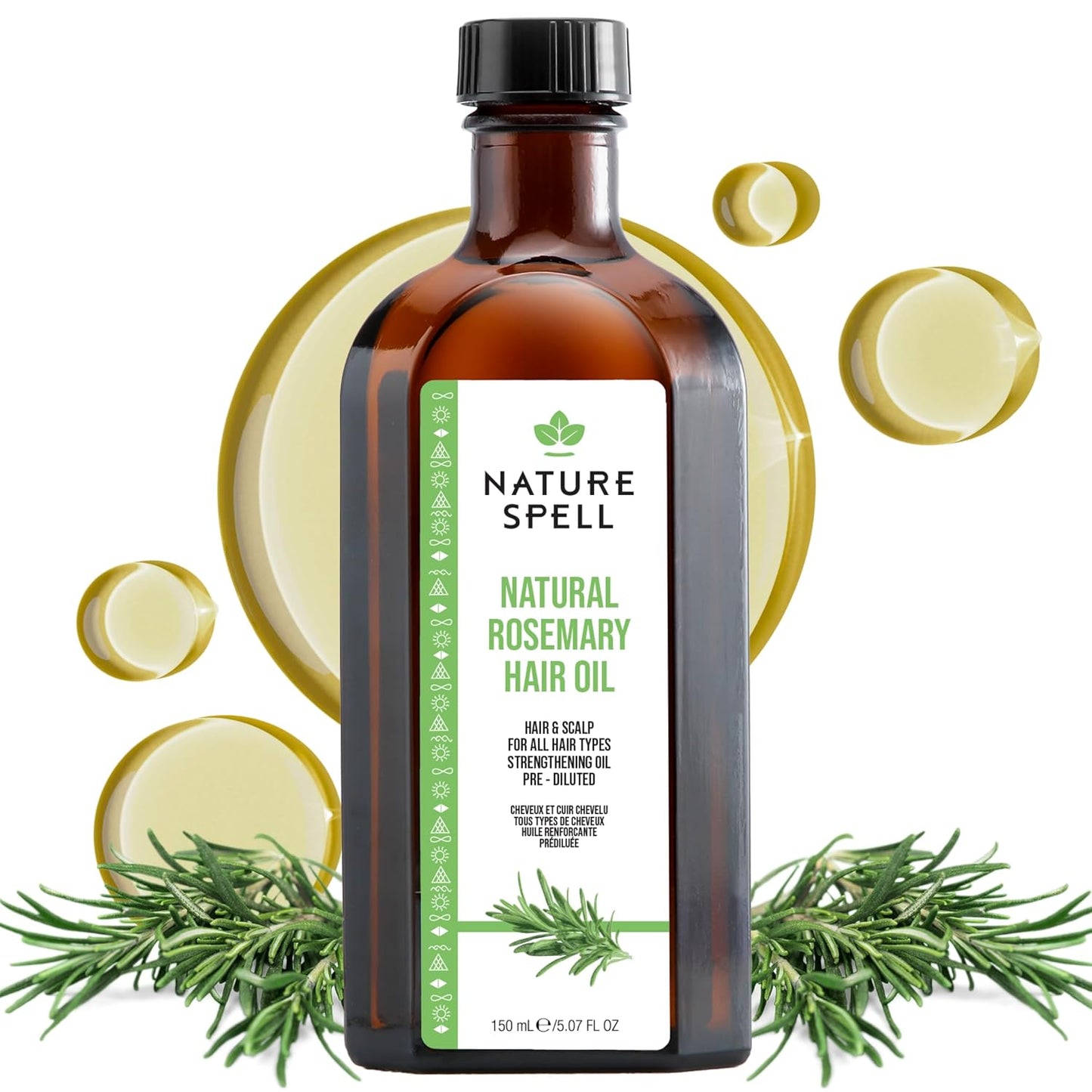 Nature Spell Rosemary Oil For Hair Growth, Pre-Diluted Hair & Scalp Oil Nourishes Dry, Damaged Hair, For Women & Men, 5.07 Fl Oz