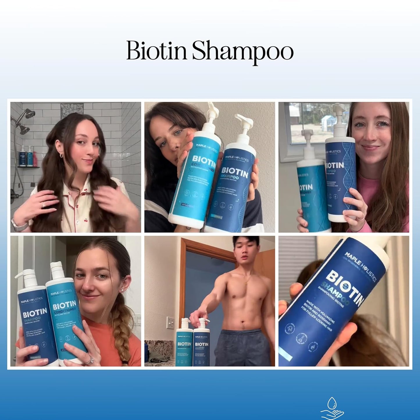 Rosemary Biotin Shampoo and Conditioner Set - Volumizing Shampoo and Conditioner for Thinning Hair for Women & Men with Nourishing B Vitamins - Color Safe Sulfate Paraben & Silicone Free (25 Fl Oz)