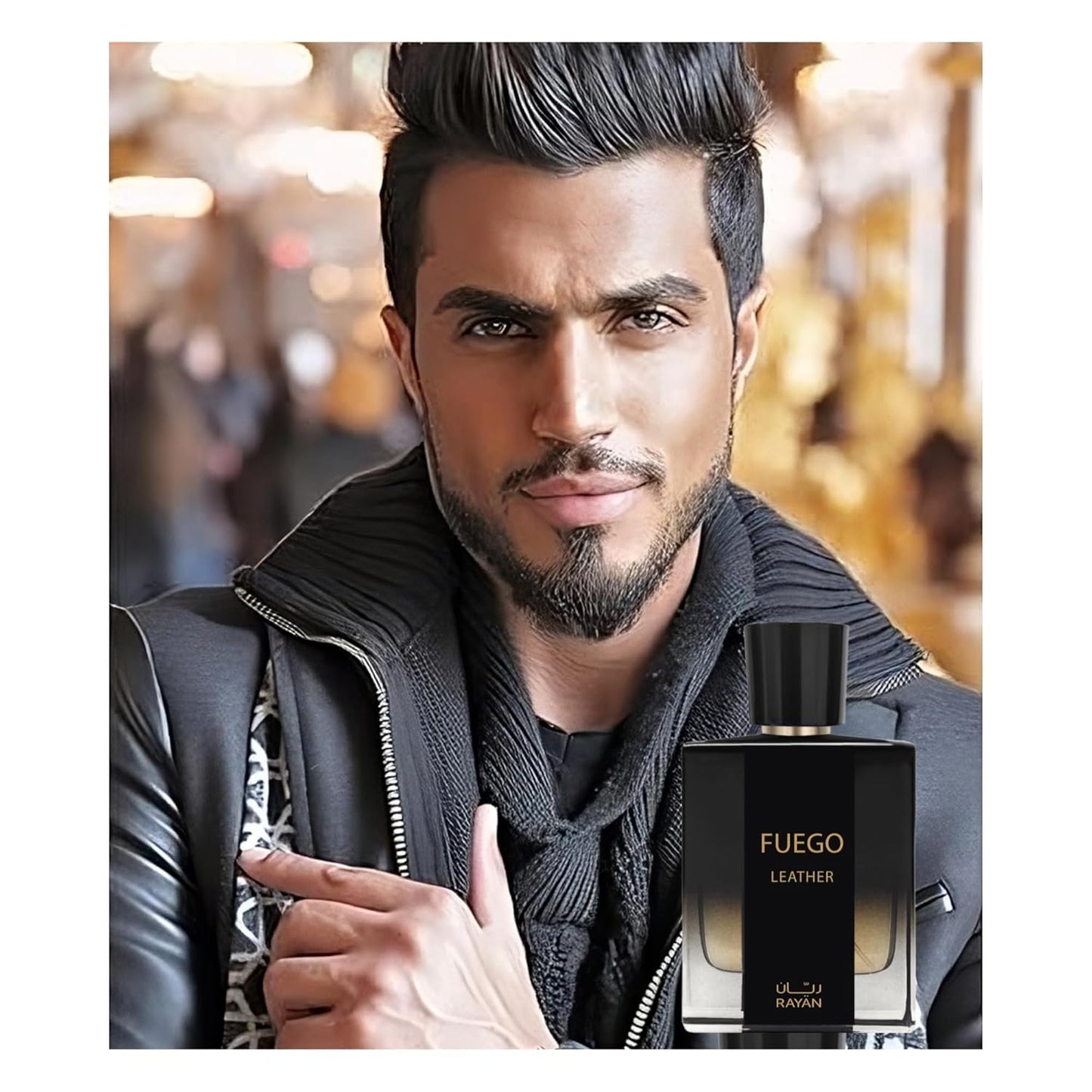 Fuego Leather Perfume for Men – Long Lasting Arabian Eau De Parfum, 100mL (3.34 Fl oz) Men Perfume with Bergamot, Lavender, Vetiver, Sandalwood & Amber - Ideal Gift for Father's Day