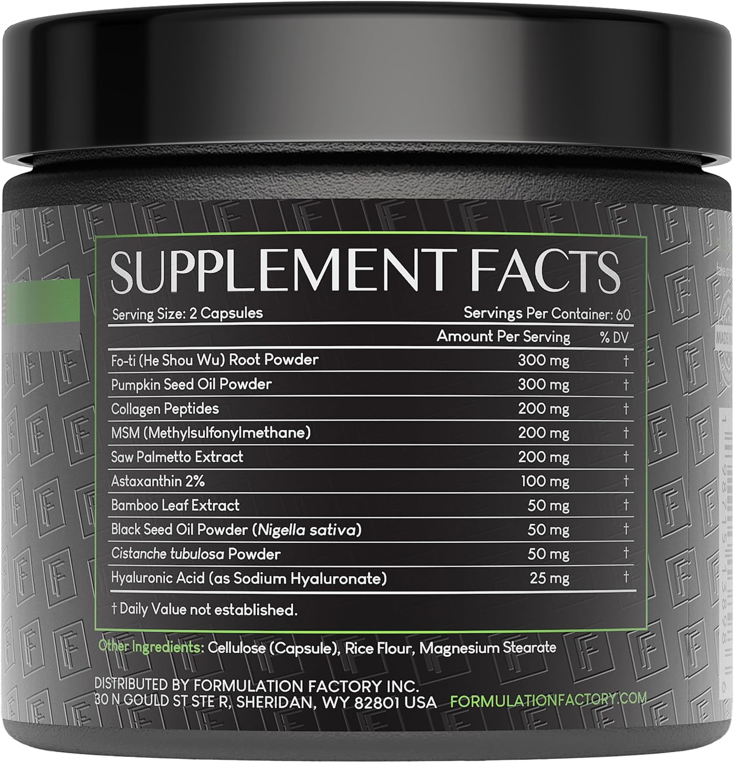 Formulation Factory Crown of Glory 10-in-1 Hair Growth Supplement with Fo-Ti, Saw Palmetto, Pumpkin Seed Oil, Collagen & More, Supports Hair, Nails & Skin (6 Month Supply, 360 Capsules)