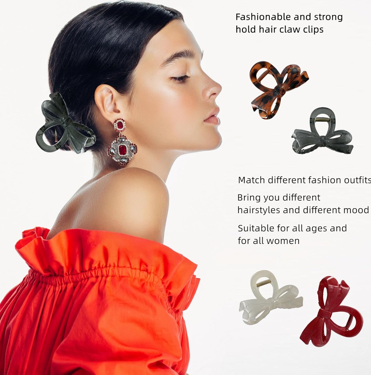 MARY LAVENDER Medium Claw Clips Knot-shaped for Women and Girls, Non Slip Strong Hold Hair Clips for Thick Hair 4 Colors