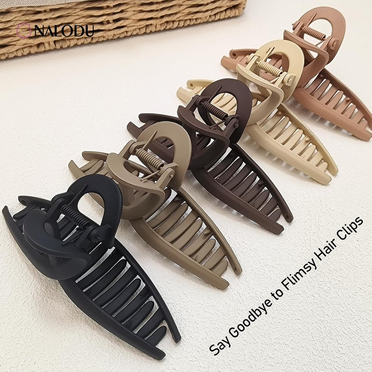 5 Inch Hair Claw Clips Extra Large No Slip Big Matte Clip for Curly Long Thick Hair Women, 5 Pack