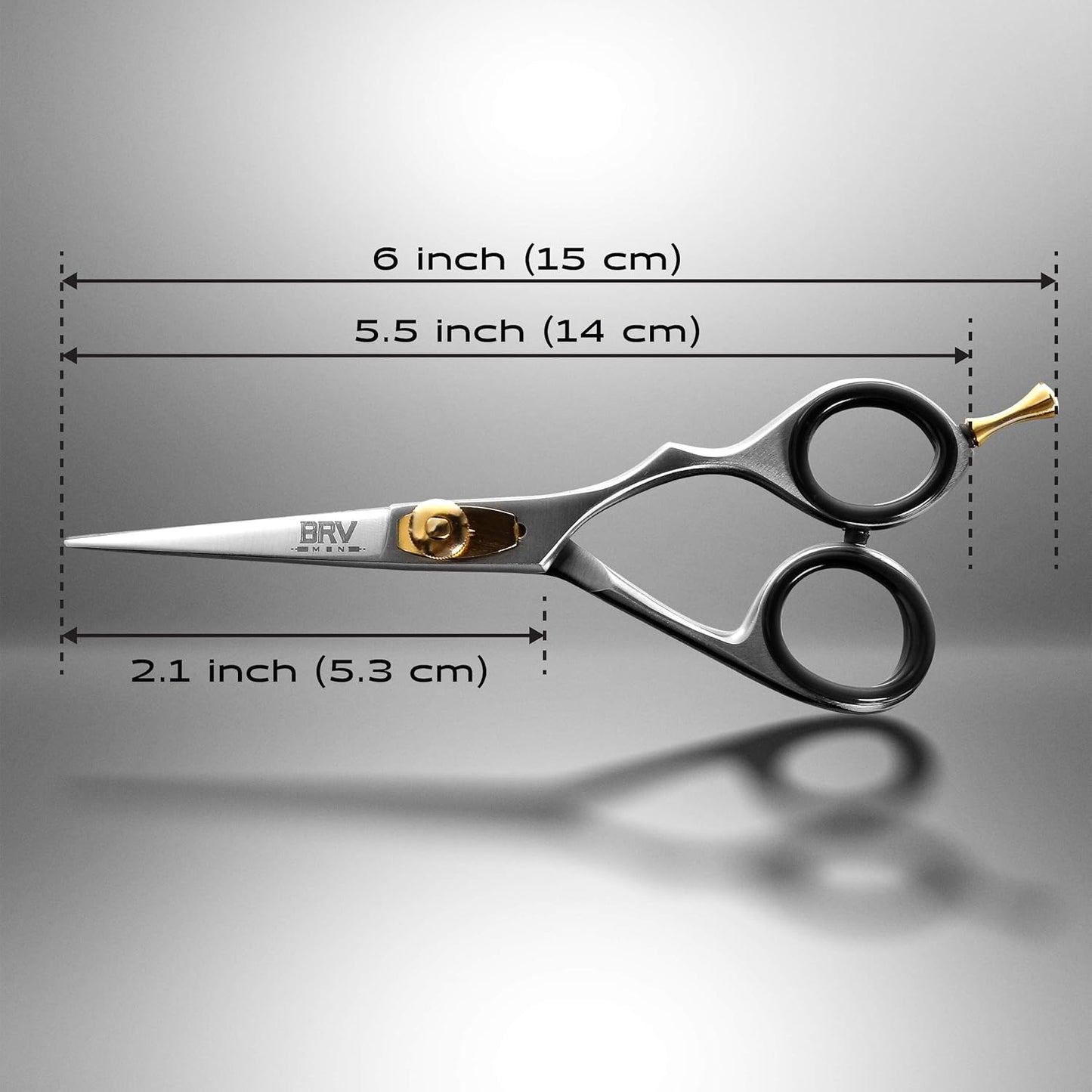 BRV MEN Professional Mustache & Beard Trimming Scissors - 5.5" | High Carbon Stainless Steel & Hammer Forged Mustache Scissors | Razor Sharp Facial Hair Trimming Shears (RIGHT HANDED - Silver)