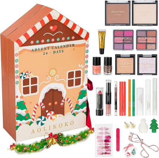 Makeup Advent Calendar 2025, 24 Days Christmas Gift Set For Women Girls &Teens, Surprises Christmas Calendar Countdown Gift for Women,Countdown Calendar Full Makeup Kit Cosmetic Gift