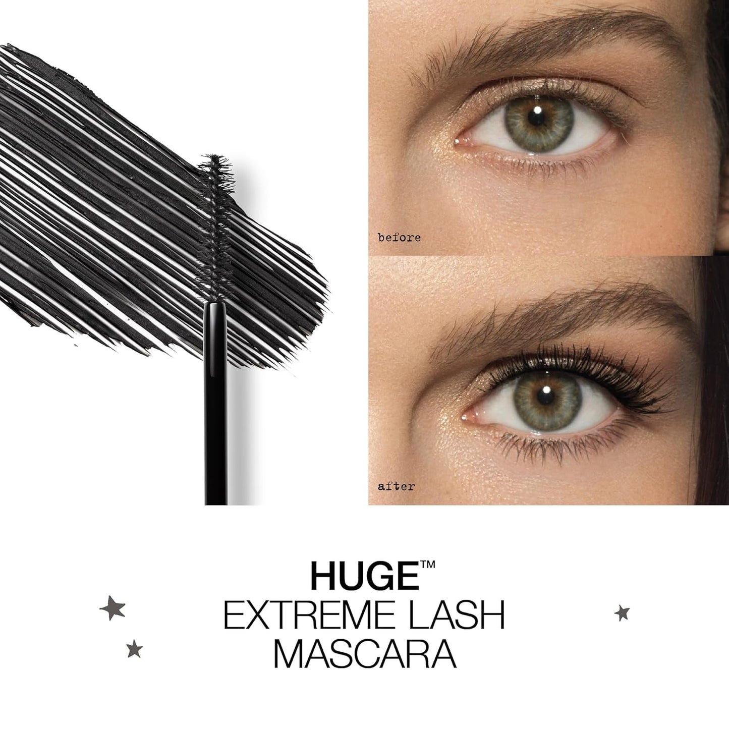 stila HUGE Extreme Lash Mascara, Intense Black | Volume, Full Length, Curl, Lift, No Clump, Crunch or Smudge | Lightweight, Long-Lasting Buildable Eye Makeup Formula | 0.44 Fl. Oz.