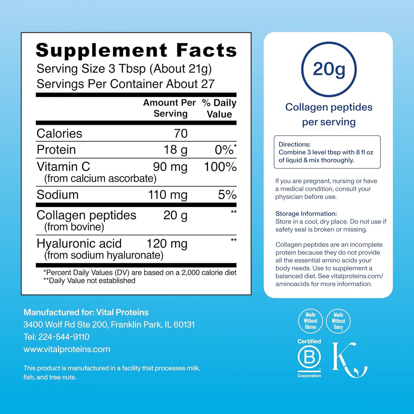 Vital Proteins Unflavored Collagen Peptides, 20 OZ