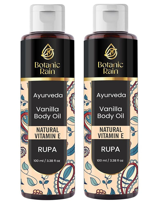 Ayurveda Vanilla Body Oil, Moisturizing & Hydrating Organic Vitamin E Oil, Body Oil For Women After Shower, Ayurveda Products For Crepey Skin - 3.38 Fl Oz (2)