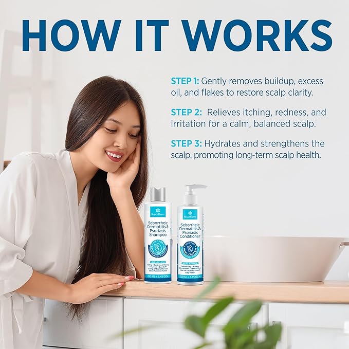 Seborrheic Dermatitis & Psoriasis Cream, Shampoo and Conditioner Set - Scalp Therapy System for Folliculitis, Psoriasis, Dandruff, Dry Scalp - Scalp Treatment to Relieve Itching, Flaking, Irritation