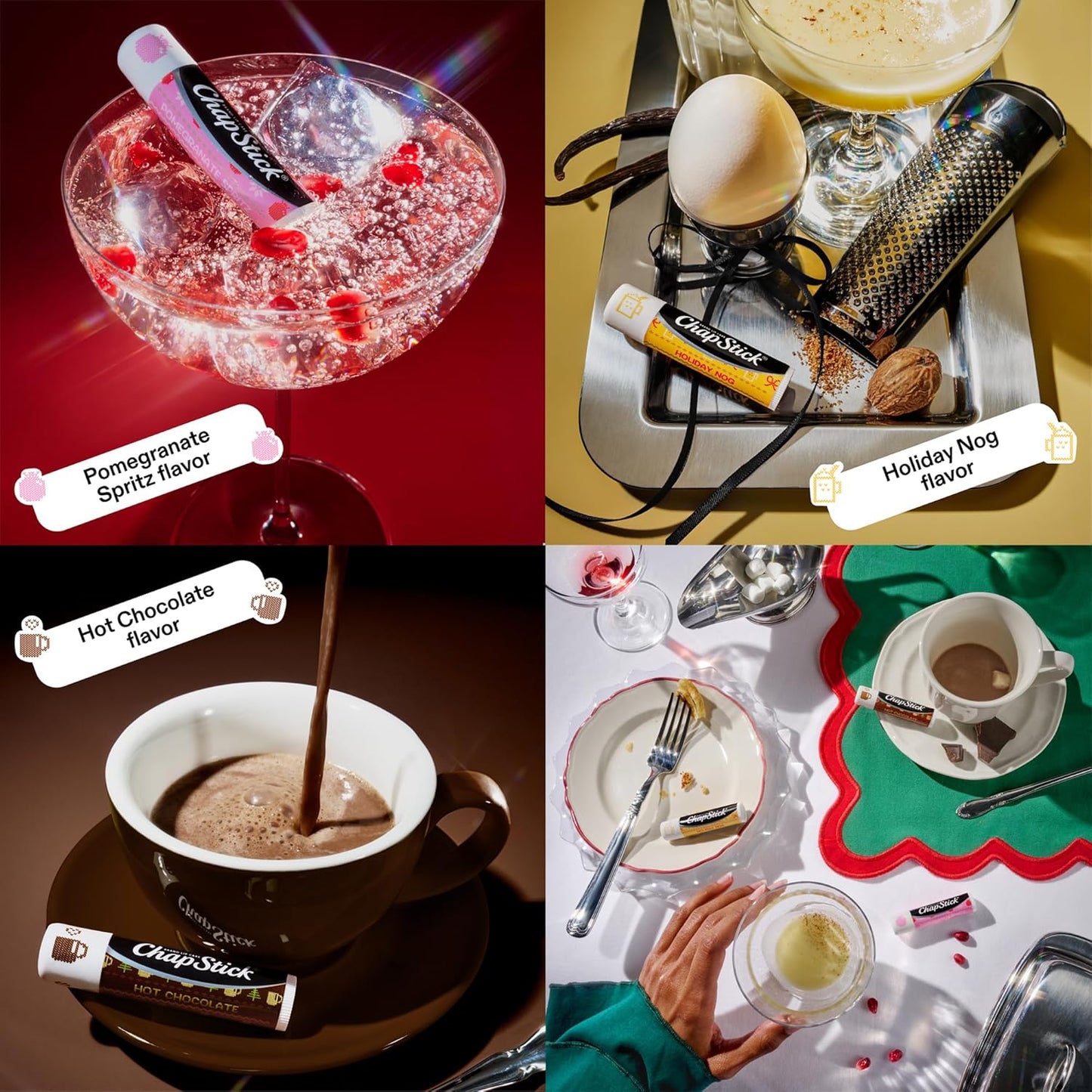 ChapStick Lip Balm, Holiday Variety Packs (6 Sticks) – Candy Cane, Sips & Snuggles Flavored Lip Moisturizers, Stocking Stuffers, Gifts, 0.15 Oz Ea